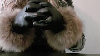 Leather gloves + shiny down jacket ASMR sounds