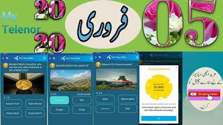 today 05 February my telenor app test your skills today all correct answers