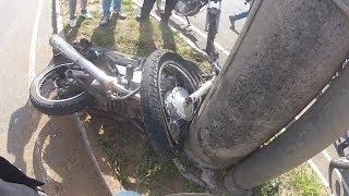 CB300: Moto bateu no poste, DEUS PROTEJA ESTE RAPAZ E A TODOS!!!!
