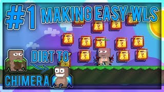 Getting EASY 14 Wls! - Dirt To Chimera Wings #1 - Growtopia