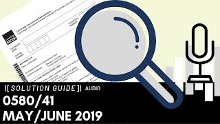 0580/41 May/June 2019 Marking Scheme (MS) *Audio Voiceover