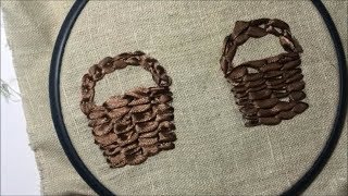 Корзина из ленты  или стебельчатый рельефный шов / A basket of ribbons