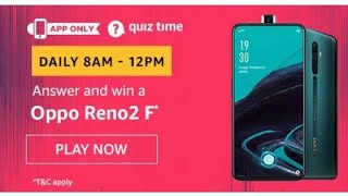 Amazon Quiz Answers Today | win oppo Reno 2 smartphone