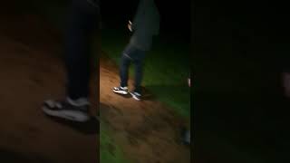 Drunk plows through puddles in his water waders