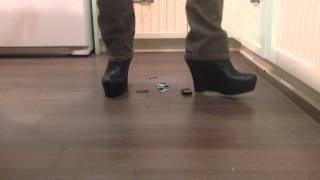 Toy and gadget crush in my wedge boots