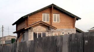 каменный дом с мансардой из клеёного бруса.