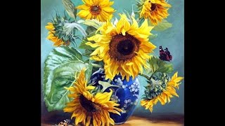 ✿Мастер класс рисуем подсолнухи✿полная версия