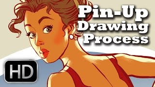 How to Draw Pin-Up Girl (Drawing Process)