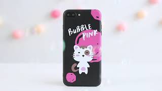 Lofter TPU Bubble เคสกันกระแทกพิมพ์ลายน้องเหมียวที่มาในโทนสีดำตัดกับชมพูที่น่ารักเกินห้ามใจ