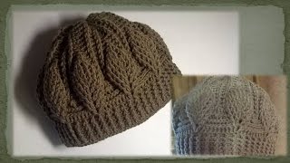 Шапочка с объемными листьями крючком/Crochet hat