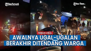 Video Warga Kompak Beri Hadiah Tendangan ke Komplotan Motor yang Ugal-ugalan di Jalan