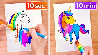 TRIK SENI WARNA-WARNI DAN IDE DIY KREATIF || Tantangan Menggambar Luar Biasa oleh 123 GO! Like
