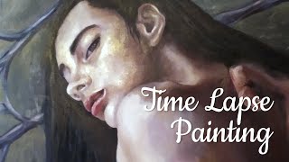 Oil Painting time lapse, time-lapse the complete painting process, painting of portrait with hands