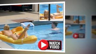 Husband fumes as stunning wife strips TOPLESS in pool