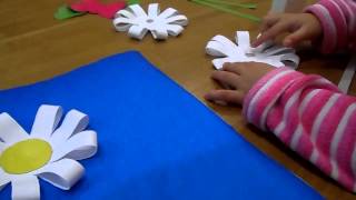 children's crafts and applications - DIY . Детские поделки из бумаги.Детская аппликация( ромашки)