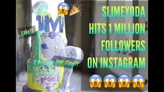 SLIMEYODA HITS 1 MILLION FOLLOWERS!!! BRAND NEW POOFY SLIME + EATING RAINBOW CAKE!???