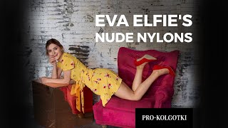 Eva Elfie posing in summer dress and the sheerest pantyhose 2019-10(2)