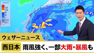 西日本 雨風強く、一部大雨・暴風も