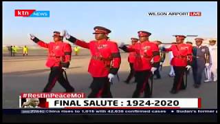 Military police give their last respect to mzee Moi before airlifting the body to Kabarak for burial