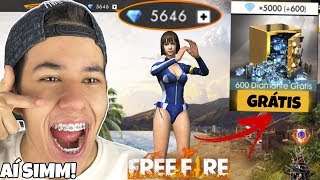 GANHEI 5600 DIAMANTES TOTALMENTE GRÁTIS NO FREE FIRE!