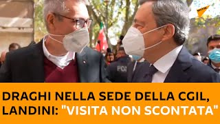Draghi nella sede della Cgil, Landini: "Visita non scontata"