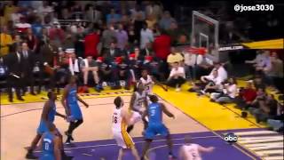 kobe bryant hits 2 threes vs okc thunder