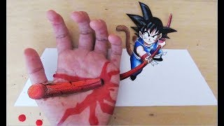 Como Dibujar a Goku Ilusión 3D | DragonBall