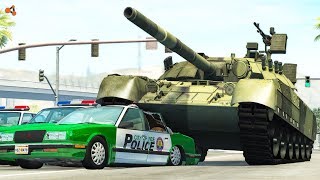 Beamng drive - Cars Squashed by Tank сrashes