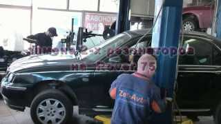 удаление средней части глушителя (резонатор) на Rover 75.удаление глушителей и установка