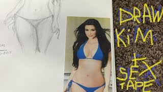 kim kardashian time lapse drawing pencil art bikini free hot look