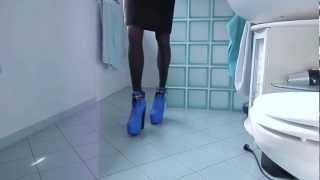 blue high heels 7 inch wedges Keilabsatz