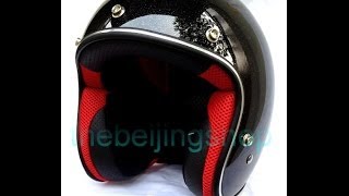Black Glossy Metal Retro Bubble Motorcycle Helmet  मोटरसाइकिल हेलमेट