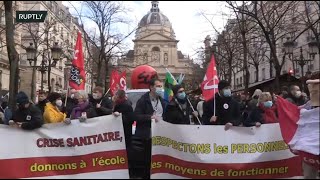 LIVE: France education unions protest against COVID health protocol in schools