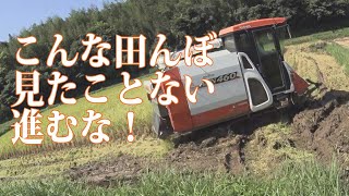 【会社員実家農業手伝う】これだけの悪条件下でのコンバイン操作普段はもっと稲刈りも違う・・・
