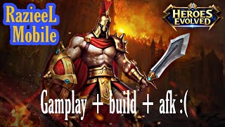 Heroes Evolved, Sparta, Leônidas, build + Gameplay, RazieeL Mobile, moba 5x5 , afk = derrota :(