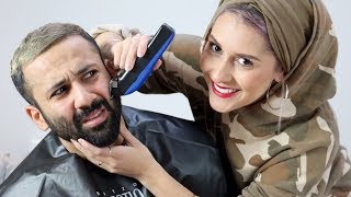 SHAVING MY HUSBANDS BEARD! *GONE WRONG*