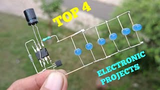 TOP 4 ELECTRONIC PROJECT WITH TRANSISTOR TIP41, TIP42, CONDENSER MIC, LED & IC NE555