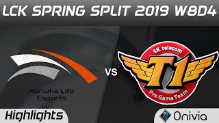 HLE vs SKT Highlights Game 1 LCK Spring 2019 W8D4 Hanwha Life Esports vs SK Telecom T1 LCK Highlight