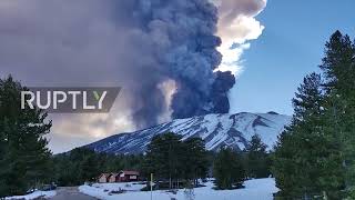 Italy: Snowy Mount Etna erupts and fills Sicily's sky with smoke