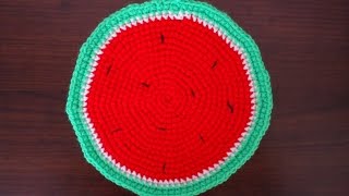 Видео урок вязания крючком.  Прихватка "арбуз" крючком. Knitting oven glove "Watermelon"