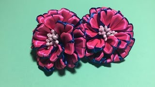 Канзаши резиночка цветок из лент /МК/DIY/ Kanzashi Elastic hair band with ribbon/Flowers / Новинка