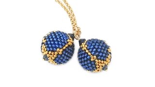 Серьги - бусины из бисера. Сапфир.