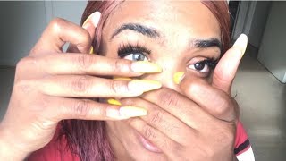 HOW TO PUT CONTACTS IN WITH LONG NAILS! FT IRIS BEAUTY