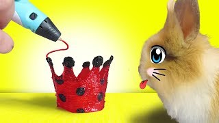 КРОЛИК БАФФИ и СМЕШНОЙ КОТ МАЛЫШ! КОРОНА ДЛЯ ЛЕДИБАФ 3Д РУЧКОЙ! СУПЕР-КОТ ПОЛУЧИЛ ОЧКИ! NEW ЧЕЛЛЕНДЖ