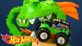 Трасса Hot Wheels 2015: Dragon Blast Challenge. Машинки Монстр Трак Хот Вилс. Игрушки