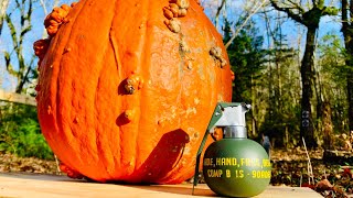 throwing Grenade in a Pumpkin