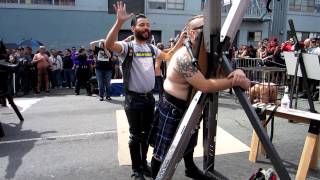 Being flogged and single tailed at Folsom Street Fair 2012
