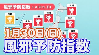 明日1月30日(日)の風邪予防指数
