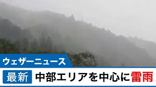 中部エリアを中心に雷雨