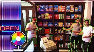 TURNING MY HOUSE INTO A SUPER MARKET!!(spin the wheel)